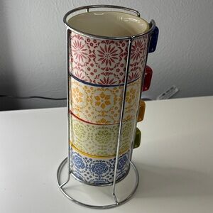 Pier 1 Hand-Painted Stoneware Mug Set